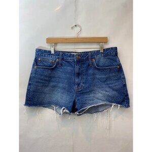 Madewell Women's Relaxed Denim Shorts Raw Hem Medium Wash 100% Cotton Size 31